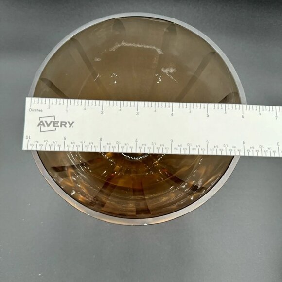 Mid-Century Modern Amber Brown Crystal Etched Glass Display or Fruit Bowl - Picture 8 of 12